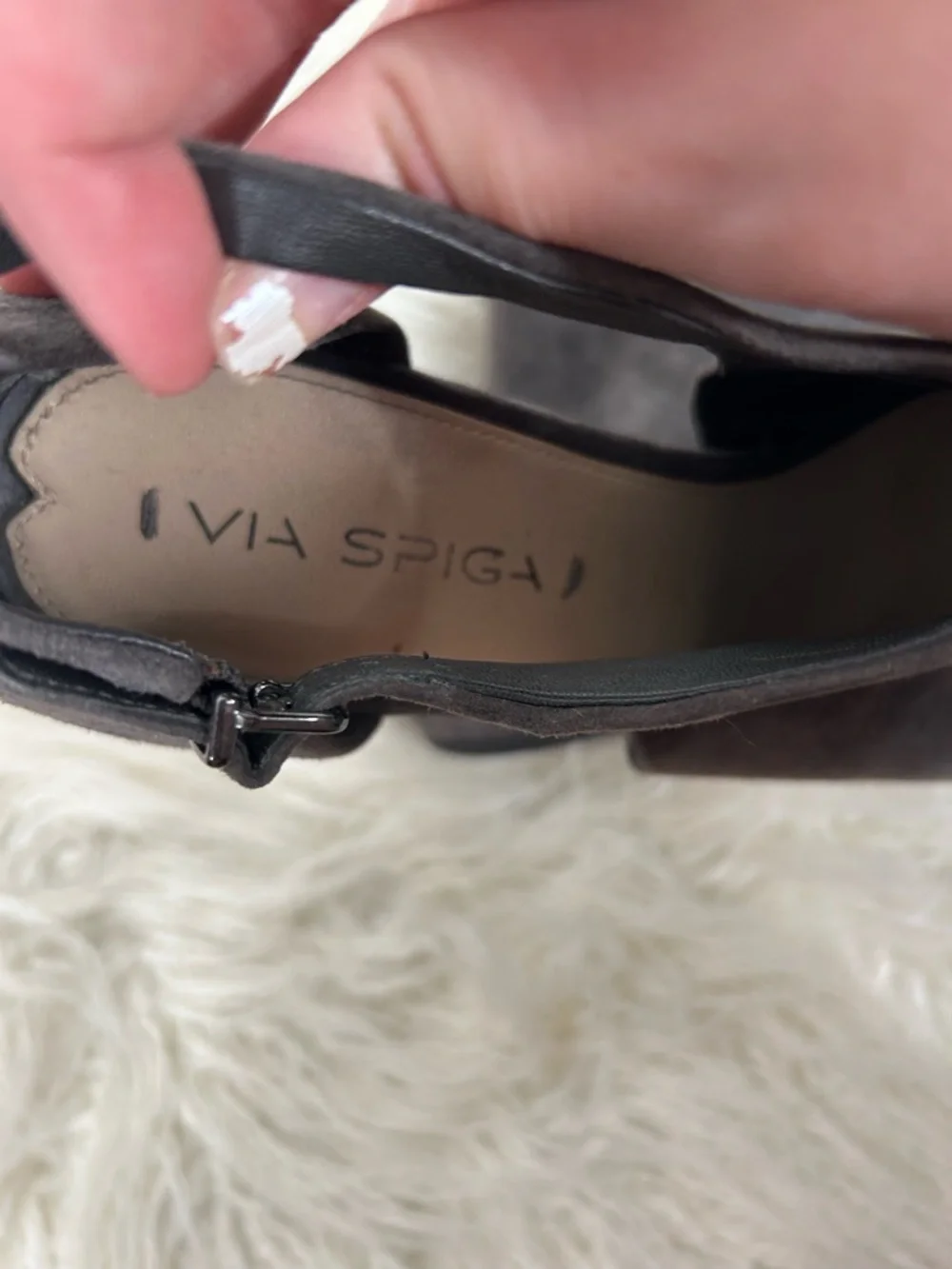 Via Spiga Wren Grey Suede Wedge‎ Sandals Size 9M